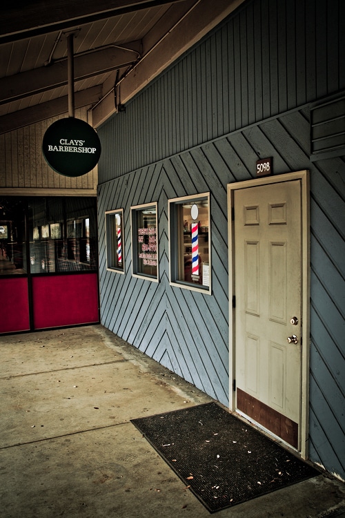 Clay barbershop entrance. 