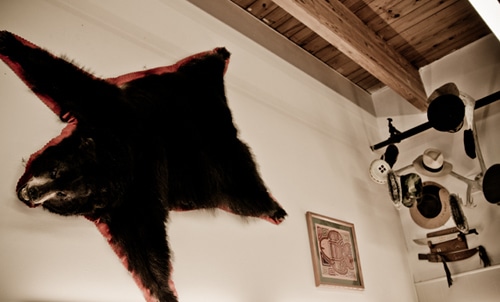 Bear shape matt lying on the wall.