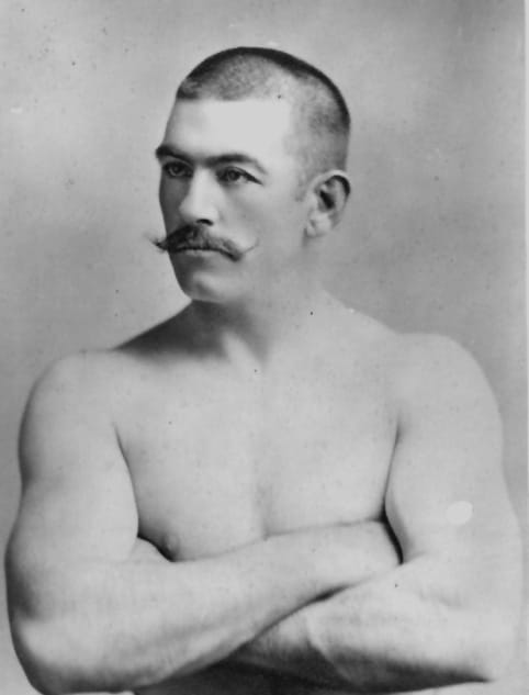 JohnLSullivan-4 john l sullivan boxer mustache bare chest portrait photo