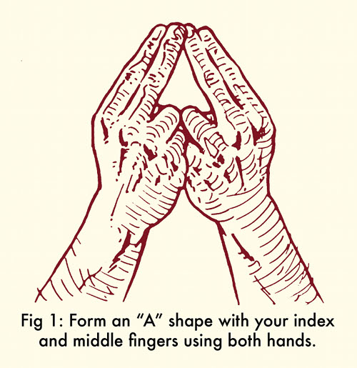Whistle with fingers in a shape with index and middle fingers.