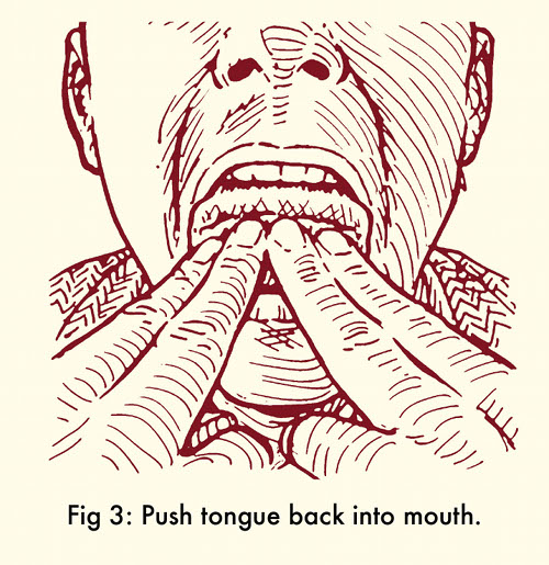 Whistle with fingers by pushing tongue back into mouth.