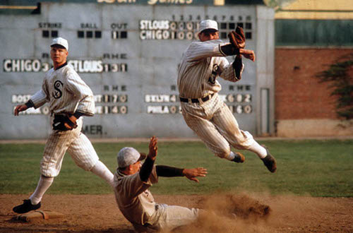 Baseball players playing in movie "Eight men out".