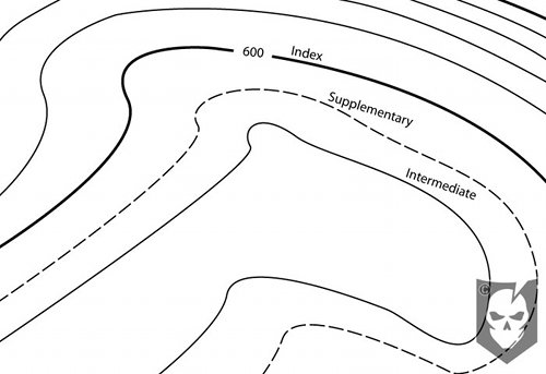 Contour lines on topographic map diagram explanation.