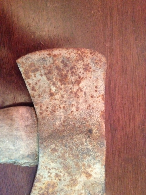 Picture 3 double bit axe head worn out rusted