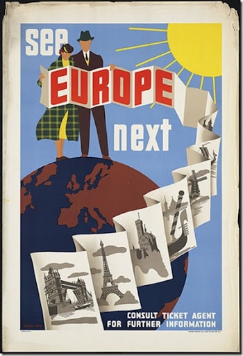 A poster offering free accommodations for SEA Europe Next travel.