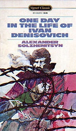 Book cover of One Day in the Life of Ivan Denisovich by Aleksandr Solzhenitsyn.