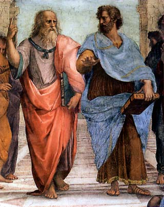 Ilustracija dva starogrčka filozofa.
