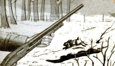 An old illustration of a man holding a shotgun.