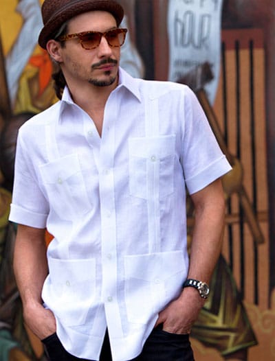 Details about   Latin American Men's Guayabera Shirt Turquoise & Cream Long Sleeve from Mexico