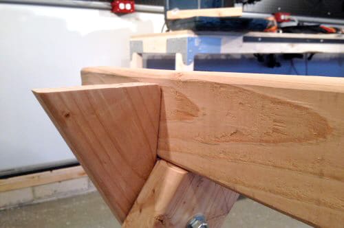 DIY homemade sawhorse notch cut for top.