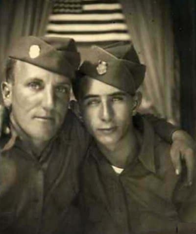 Vintage two army soldiers close up black and white illustration.