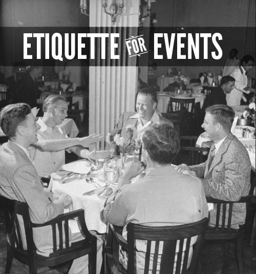 Vintage family eating dinner at restaurant laughing etiquette.