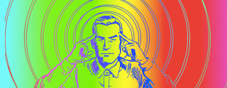 An image of a man in a colorful background, illustrating the significance of concentration exercises.