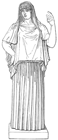 Hestia vesta Greek goddess with robe headdress illustration.