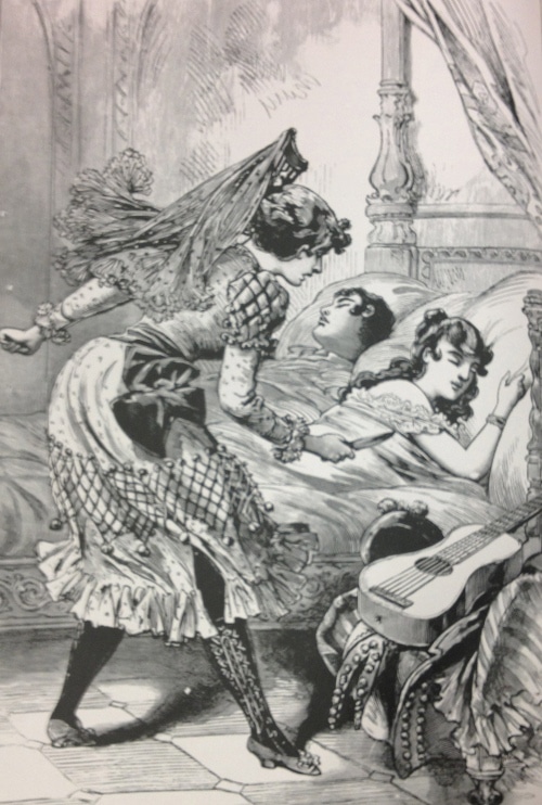 pg13 illustration Scorned woman with a knife to kill her husband and his lover.