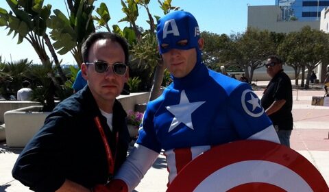 Screenwriter's Captain America cosplay at San Diego Comic Con.