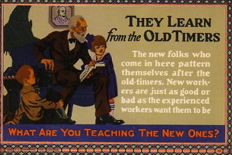 Vintage motivational business poster the learn from the old timers.