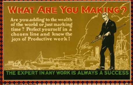 Vintage motivational business poster what are you making.