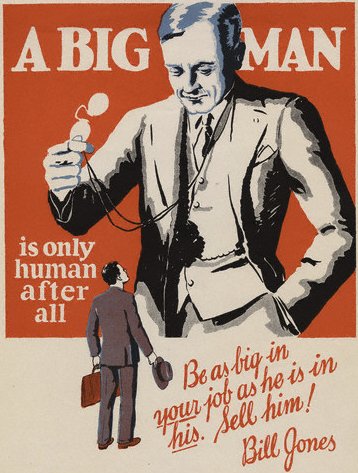 Vintage motivational business poster big man.
