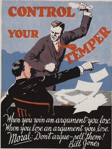 Vintage motivational business poster control your temper.