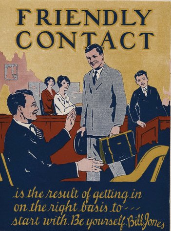 Vintage motivational business poster friendly contact.