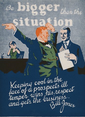 Vintage motivational business poster keeping cool temper.