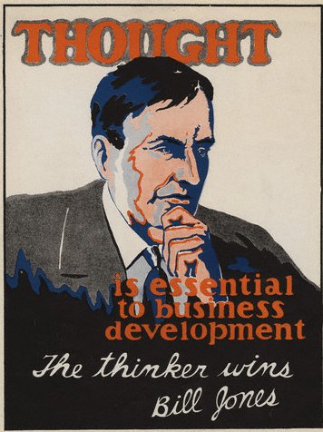 Vintage motivational business poster thought thinker.