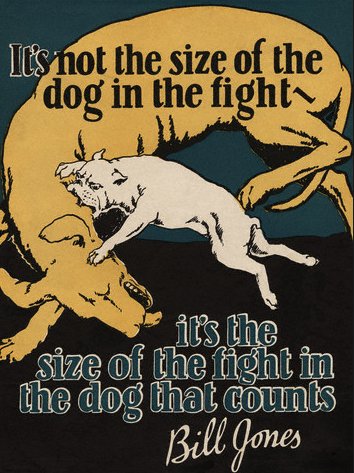 Vintage motivational business poster size of fight in dog.