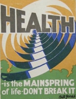 Vintage motivational business poster health mainspring of life.