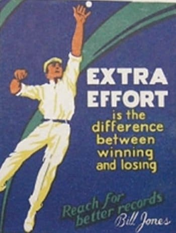 Vintage motivational business poster handball extra effort.