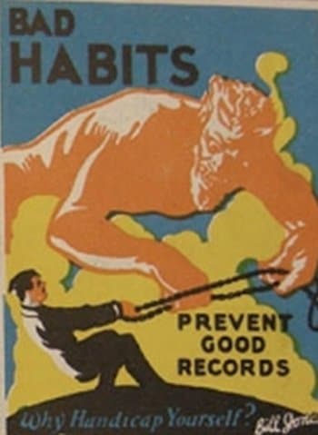 Vintage motivational business poster bad habits.