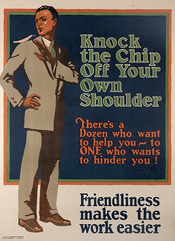 Vintage motivational business poster workers knock the chip of your own.