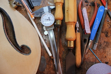 Tools for making handmade guitar luthier. 