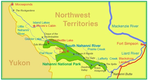 Nahanni river map canoe trip Canada.