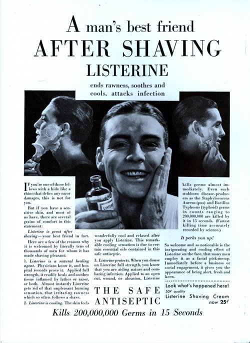 Vintage listerine ad after shave. 