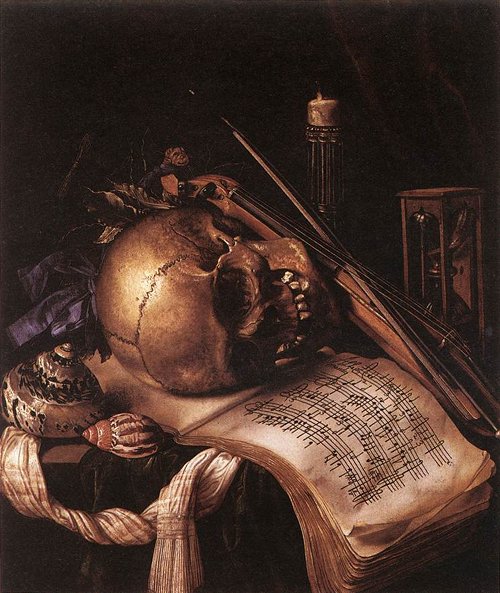 Vanitas still life by Simon Renard de Saint-André, middle of the 17th century.