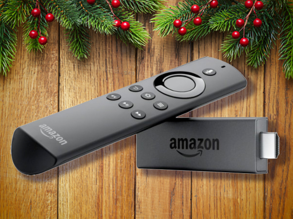 Amazon fire's black TV remote and stick.