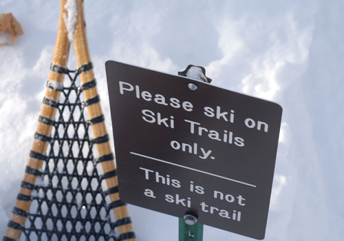 Notice board with snow shows.