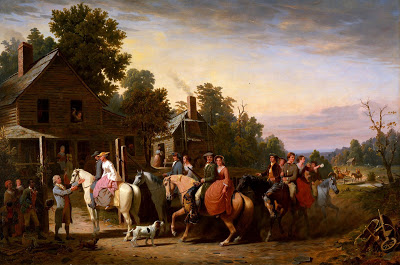 1800s wedding virginia men on horses painting. 