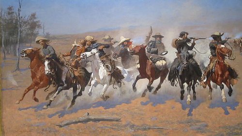 Dash for Timber" painting Frederic Remington old west art.