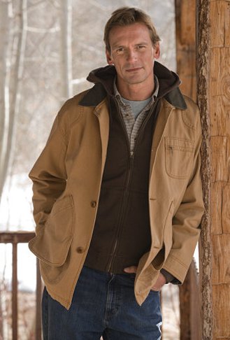 Cold weather layering jacket with vest and button up shirt. 