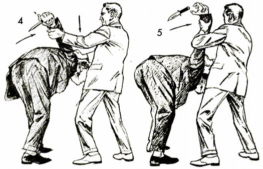 vintage self defense illustration businessman defend against knife