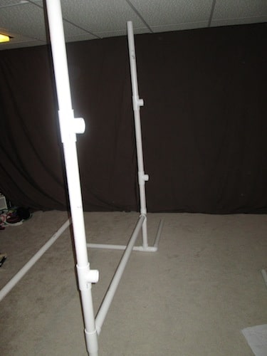 Step 7: Insert two T sections and two 2 foot sections on top of the lower 2 foot sections as shown below. 