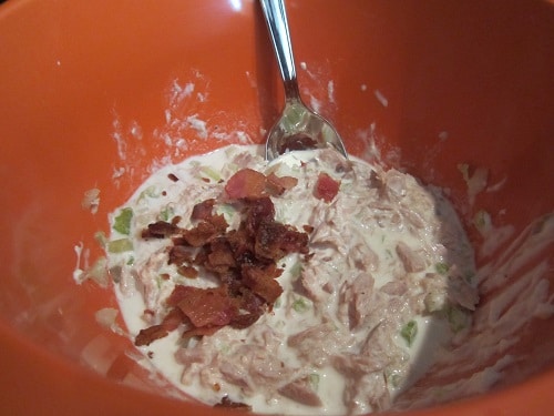 Chop up one slice of bacon and throw it into the mix.