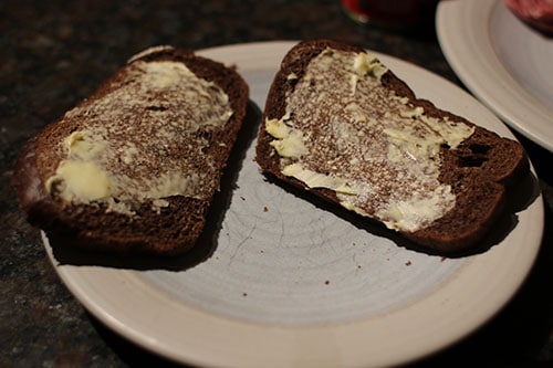 Vintage butter bread in a plate.