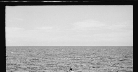A black and white photo capturing the limitless expanse of the ocean, showcasing the beauty of life.