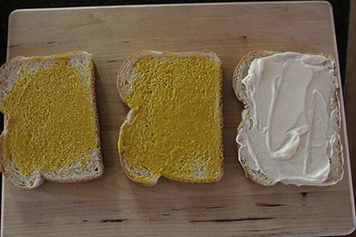 Vintage Spread Condiments on Bread illustration.