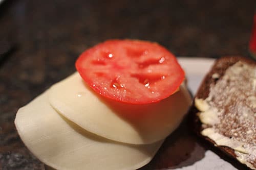 Vintage tomato and layer cheese illustration.