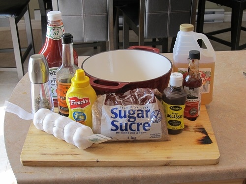 Ingredients for homemade BBQ barbecue sauce.