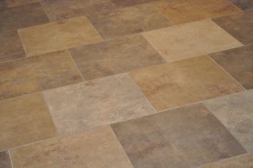 Vintage tile floor after cleaning tiles. 